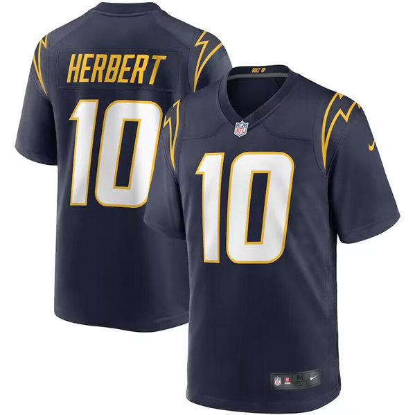 Men's Los Angeles Chargers #10 Justin Herbert Navy Stitched Game Jersey Men's Los Angeles Chargers #10 Justin Herbert Navy Stitched Game Jersey